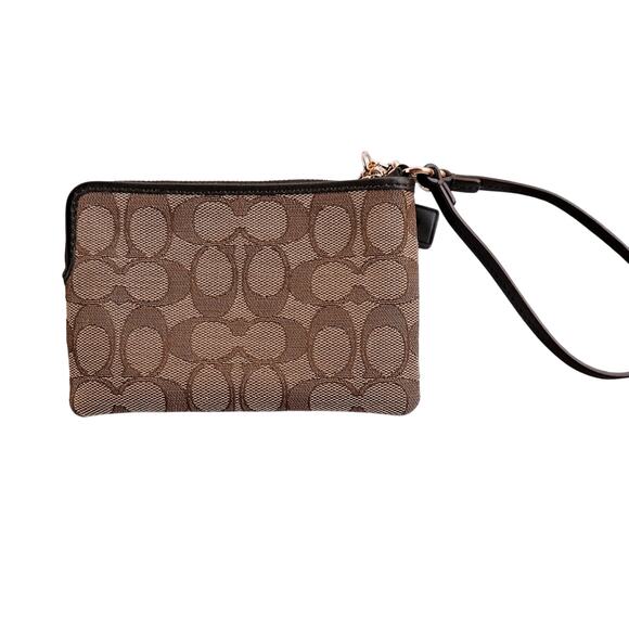 Coach Corner Zip Wristlet In Signature Canvas Brown Reg. $88 - Picture 4 of 7
